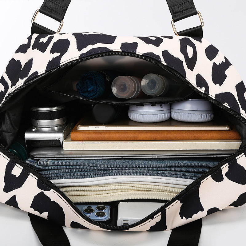 Wholesale Large Capacity Cow Pattern Travel Boarding Fitness Bag